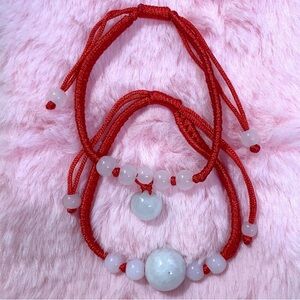 2 Natural Jade Red String Bracelet